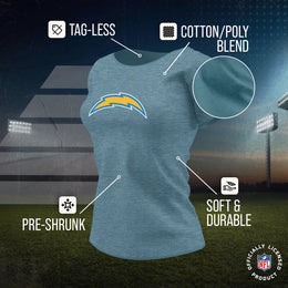 Los Angeles Chargers NFL Womens Heather Logo Relaxed Fit T-Shirt - Light Blue