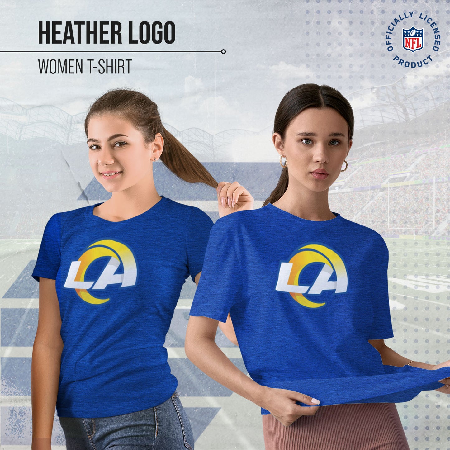 Los Angeles Rams NFL Womens Heather Logo Relaxed Fit T-Shirt - Royal