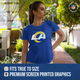 Los Angeles Rams NFL Womens Heather Logo Relaxed Fit T-Shirt - Royal