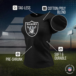 Las Vegas Raiders NFL Womens Heather Logo Relaxed Fit T-Shirt - Black