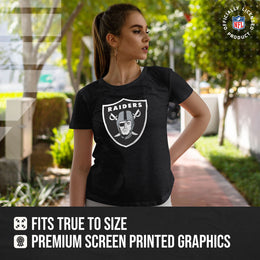 Las Vegas Raiders NFL Womens Heather Logo Relaxed Fit T-Shirt - Black