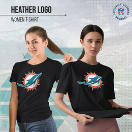 Miami Dolphins NFL Womens Heather Logo Relaxed Fit T-Shirt - Black