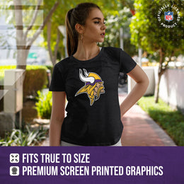 Minnesota Vikings NFL Womens Heather Logo Relaxed Fit T-Shirt - Black