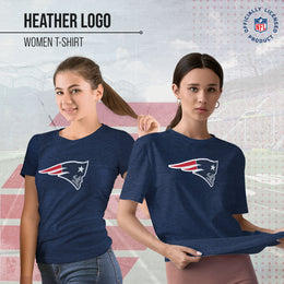 New England Patriots NFL Womens Heather Logo Relaxed Fit T-Shirt - Navy