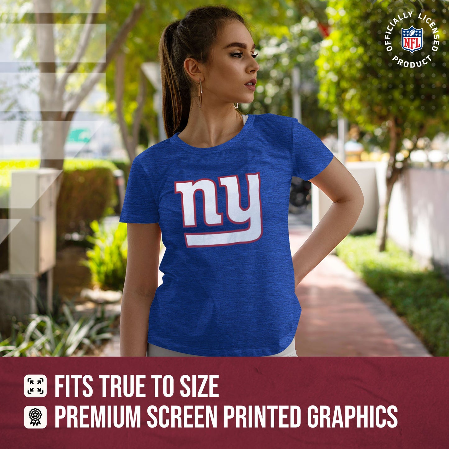 New York Giants NFL Womens Heather Logo Relaxed Fit T-Shirt - Royal