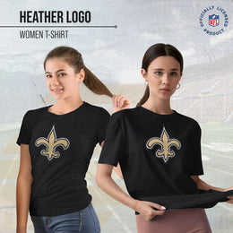 New Orleans Saints NFL Womens Heather Logo Relaxed Fit T-Shirt - Black