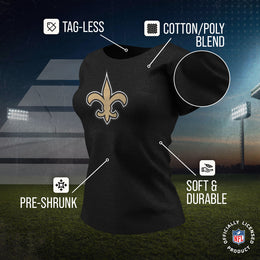 New Orleans Saints NFL Womens Heather Logo Relaxed Fit T-Shirt - Black