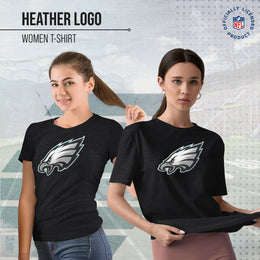 Philadelphia Eagles NFL Womens Heather Logo Relaxed Fit T-Shirt - Black