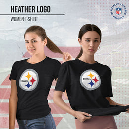 Pittsburgh Steelers NFL Womens Heather Logo Relaxed Fit T-Shirt - Black