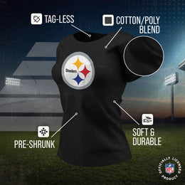 Pittsburgh Steelers NFL Womens Heather Logo Relaxed Fit T-Shirt - Black