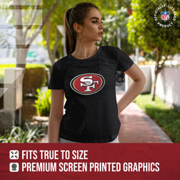 San Francisco 49ers NFL Womens Heather Logo Relaxed Fit T-Shirt - Black