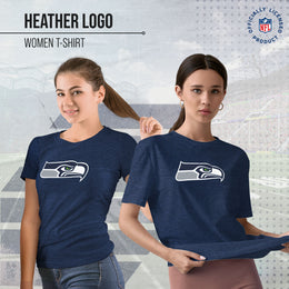 Seattle Seahawks NFL Womens Heather Logo Relaxed Fit T-Shirt - Navy