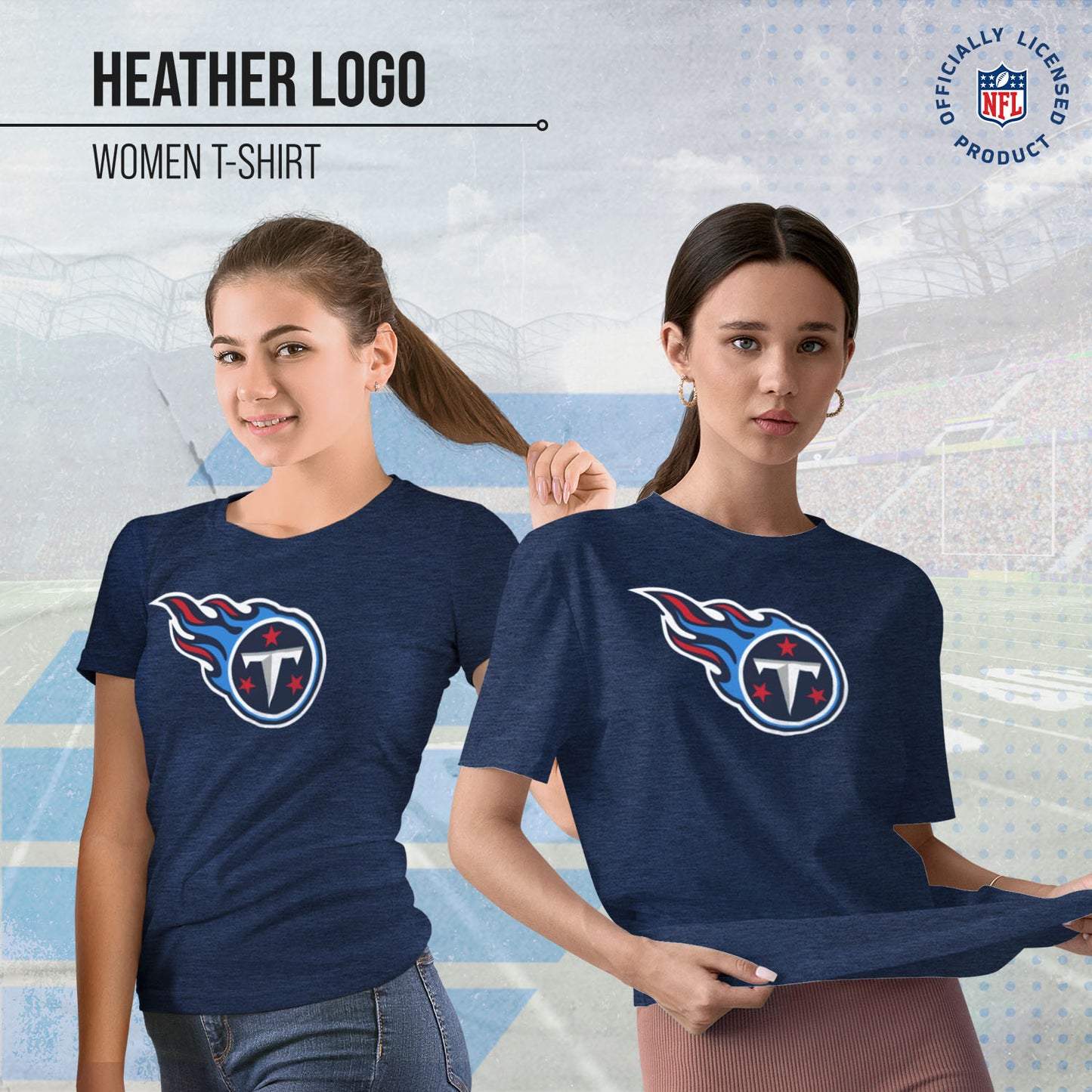 Tennessee Titans NFL Womens Heather Logo Relaxed Fit T-Shirt - Navy
