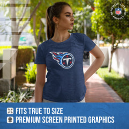 Tennessee Titans NFL Womens Heather Logo Relaxed Fit T-Shirt - Navy