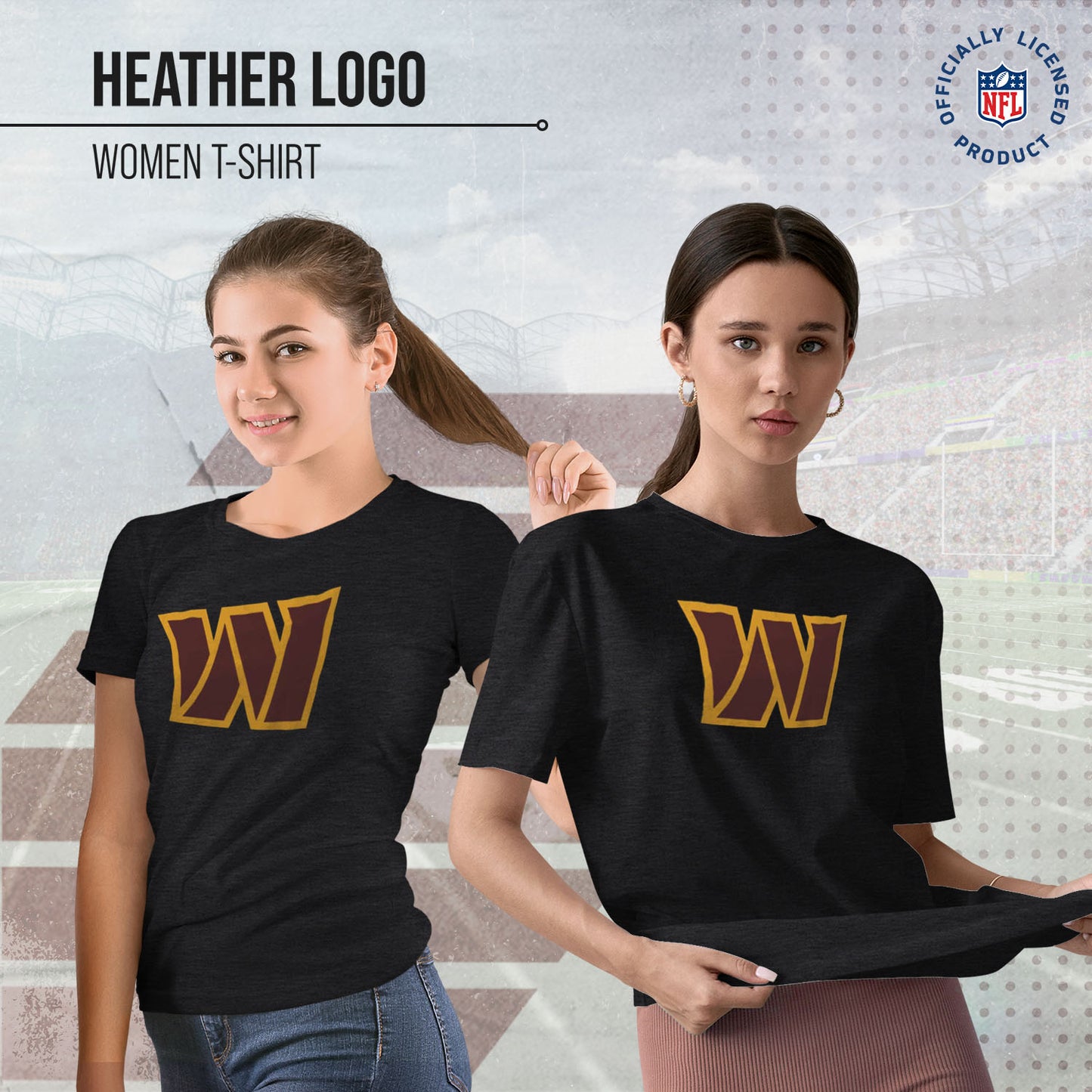 Washington Commanders NFL Womens Heather Logo Relaxed Fit T-Shirt - Black