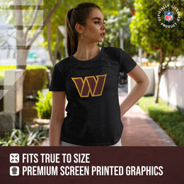 Washington Commanders NFL Womens Heather Logo Relaxed Fit T-Shirt - Black