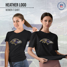 Baltimore Ravens NFL Womens Heather Logo Relaxed Fit T-Shirt - Black