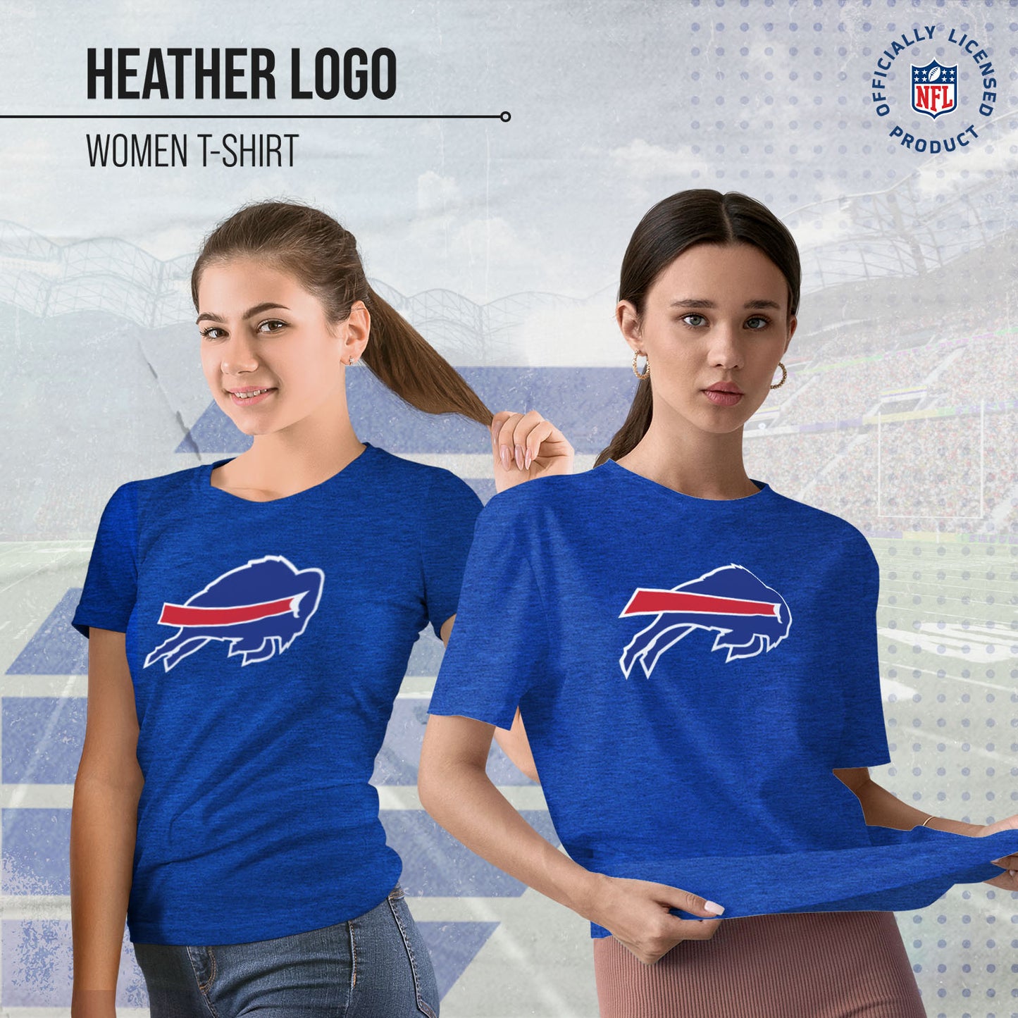 Buffalo Bills NFL Womens Heather Logo Relaxed Fit T-Shirt - Royal