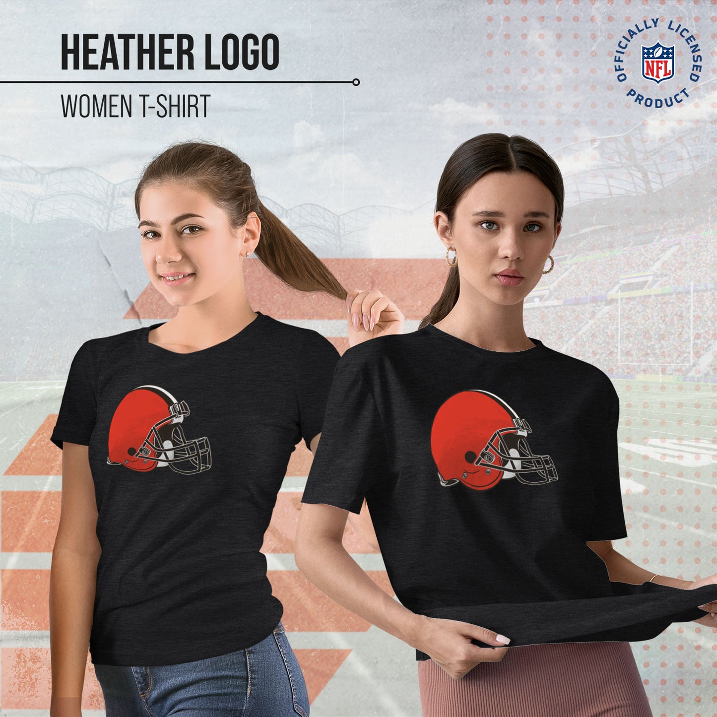 Cleveland Browns NFL Womens Heather Logo Relaxed Fit T-Shirt - Black
