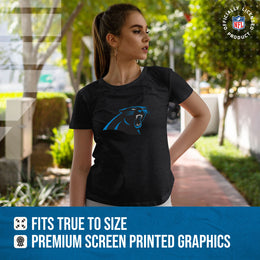 Carolina Panthers NFL Womens Heather Logo Relaxed Fit T-Shirt - Black