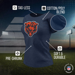 Chicago Bears NFL Womens Heather Logo Relaxed Fit T-Shirt - Navy