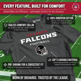 Atlanta Falcons NFL Youth Football Helmet Tagless T-Shirt - Charcoal