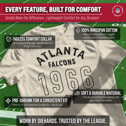 Atlanta Falcons NFL Adult Big Date Tag-Less T-Shirt - Natural