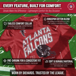 Atlanta Falcons NFL Adult Distressed Helmet Tag-Less T-Shirt - Red Heather
