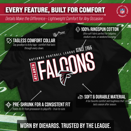 Atlanta Falcons NFL Adult Modern Endzone Tag-Less T-Shirt - Black