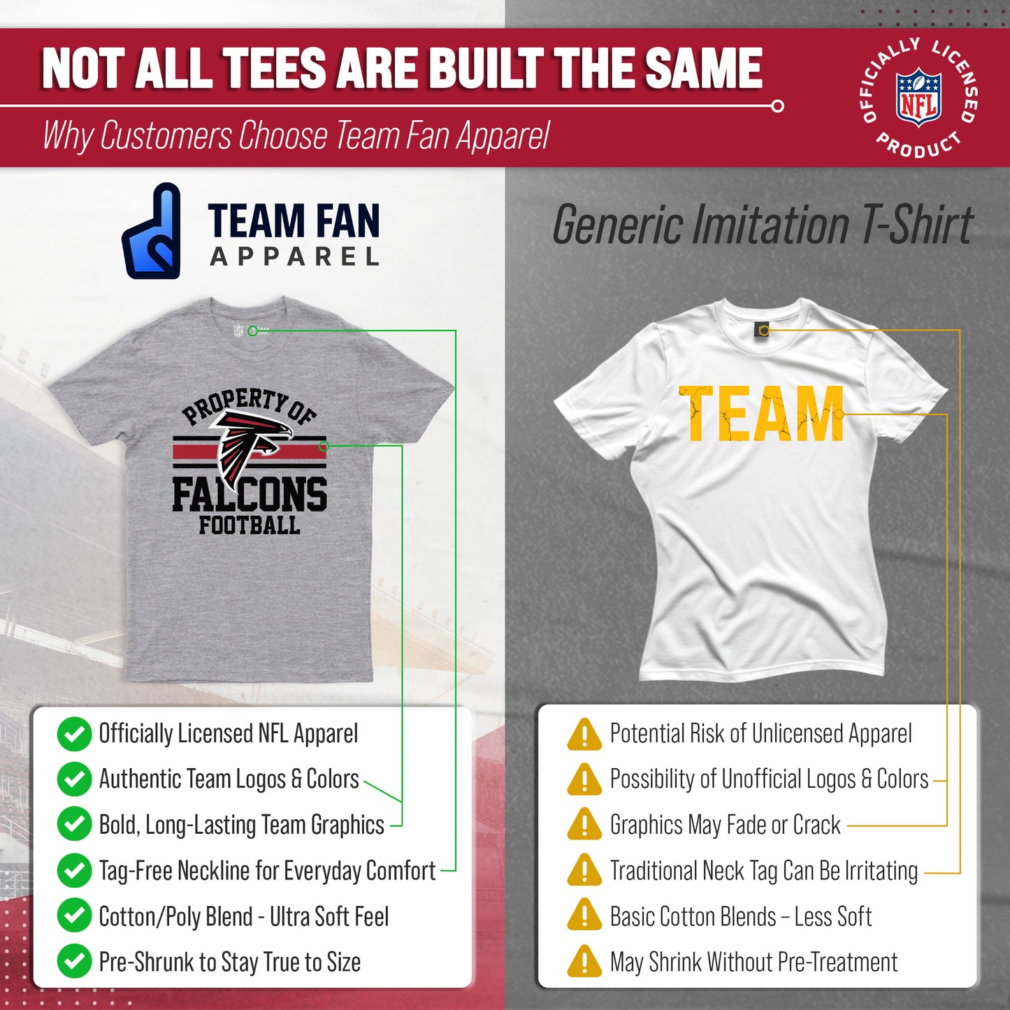 Atlanta Falcons NFL Adult Property Of T-Shirt - Sport Gray