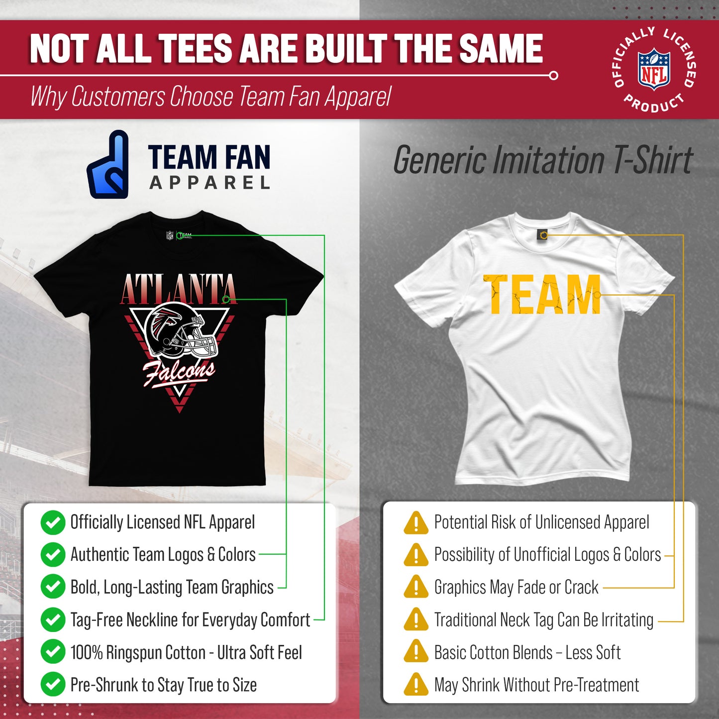 Atlanta Falcons NFL Adult Retro Triangle Unisex T-Shirt - Black