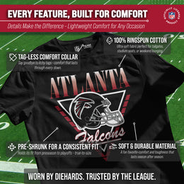 Atlanta Falcons NFL Adult Retro Triangle Unisex T-Shirt - Black