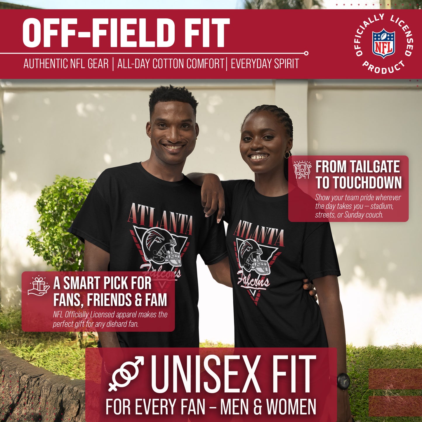 Atlanta Falcons NFL Adult Retro Triangle Unisex T-Shirt - Black
