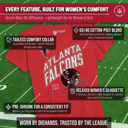 Atlanta Falcons NFL Womens Distressed Helmet Tag-Less Soft T-Shirt - Red Heather