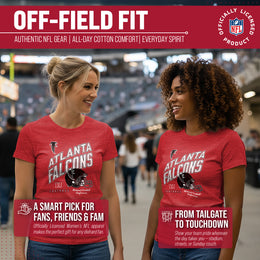 Atlanta Falcons NFL Womens Distressed Helmet Tag-Less Soft T-Shirt - Red Heather