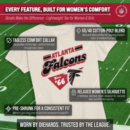 Atlanta Falcons NFL Womens Vintage Charm Tag-Less Soft T-Shirt - Birch