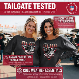 Atlanta Falcons NFL Womens Retro Triangle French Terry Slouchy Top- Raglan Sleeves - Heather Charcoal