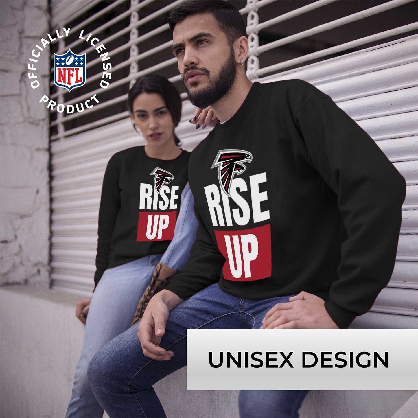 Atlanta Falcons NFL Adult Slogan Crewneck Sweatshirt - Black
