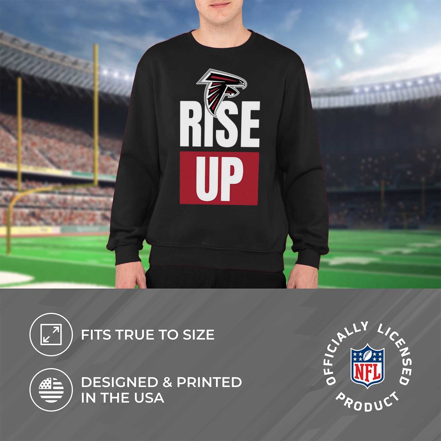 Atlanta Falcons NFL Adult Slogan Crewneck Sweatshirt - Black