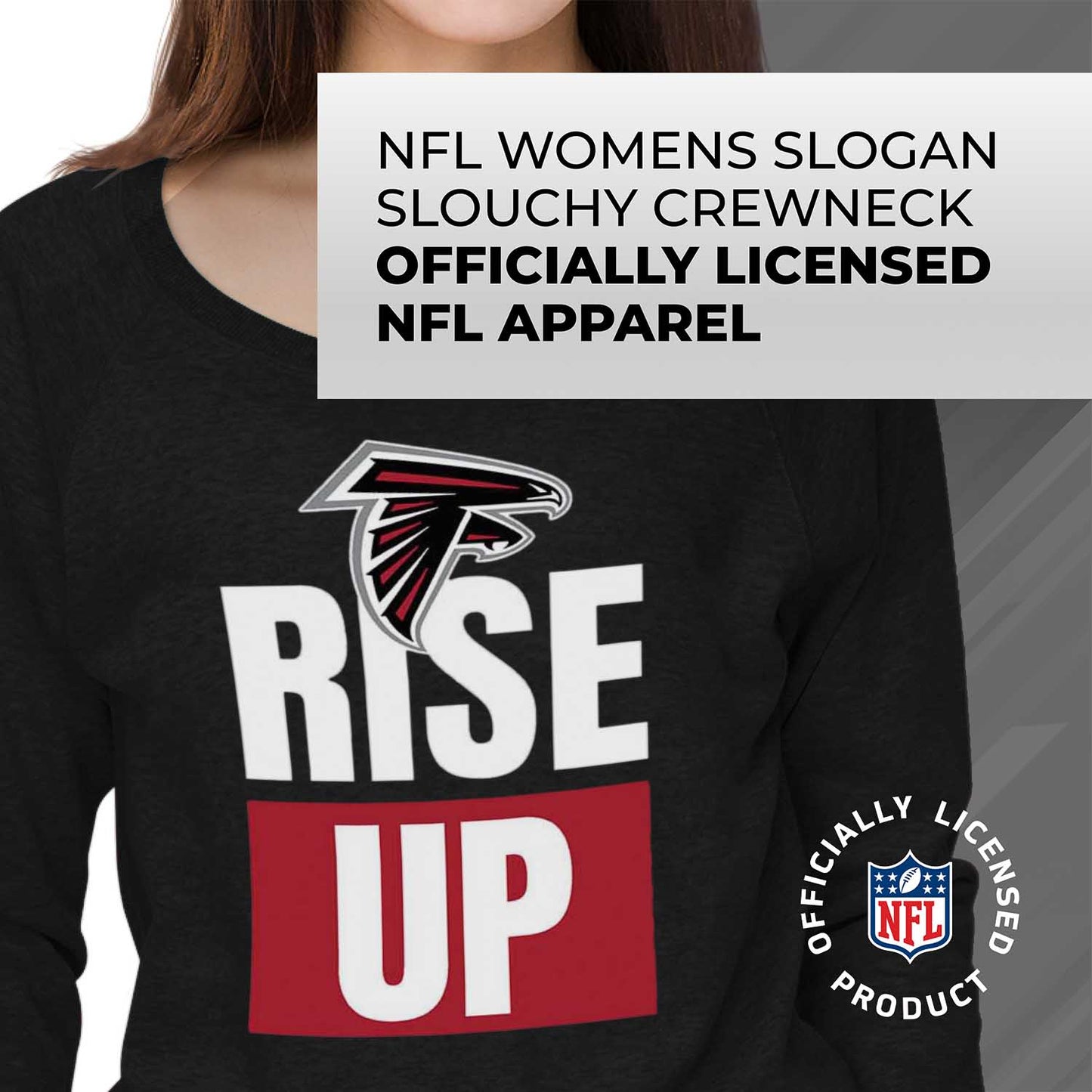 Atlanta Falcons NFL Womens Plus Size Team Slogan Crew Neck - Black