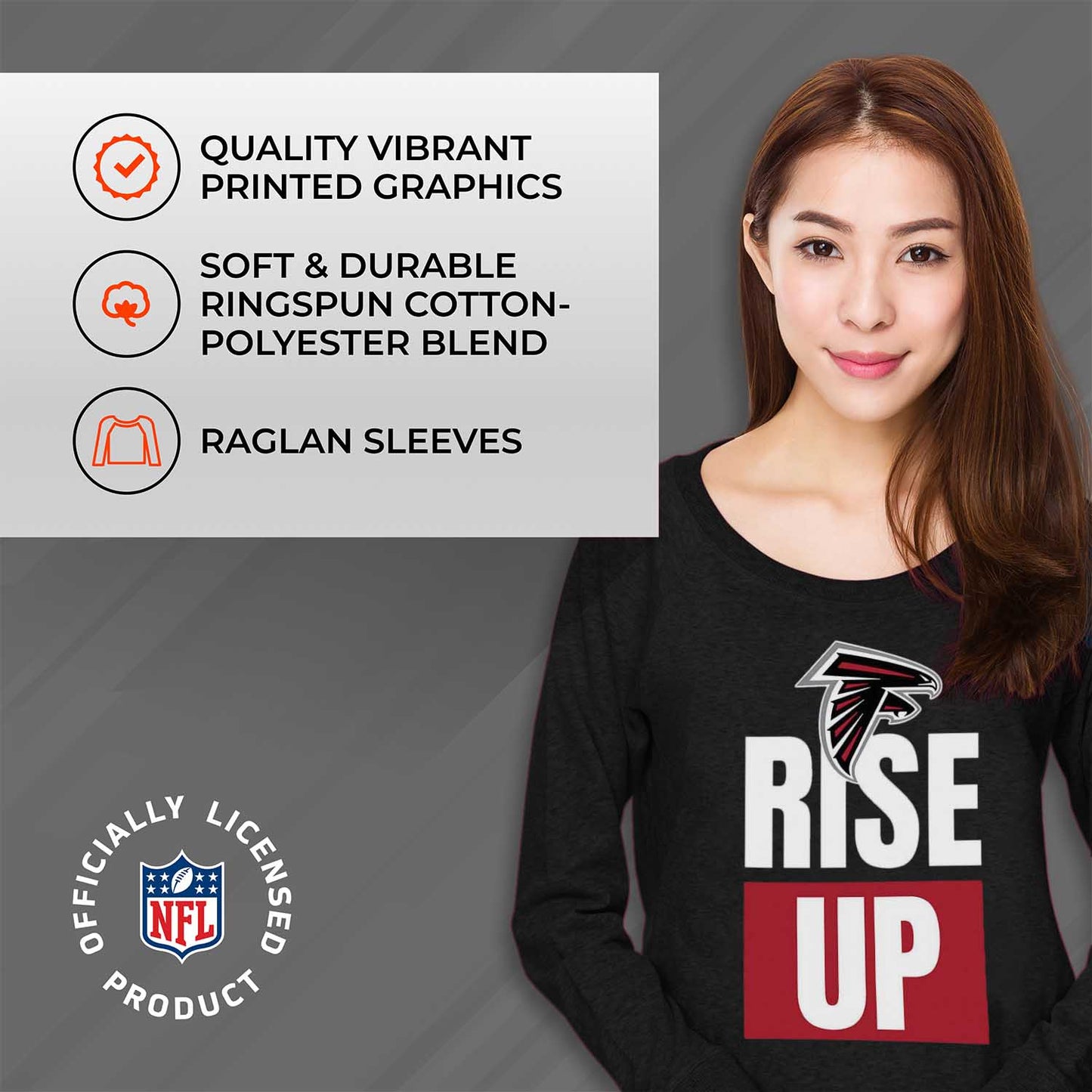 Atlanta Falcons NFL Womens Plus Size Team Slogan Crew Neck - Black