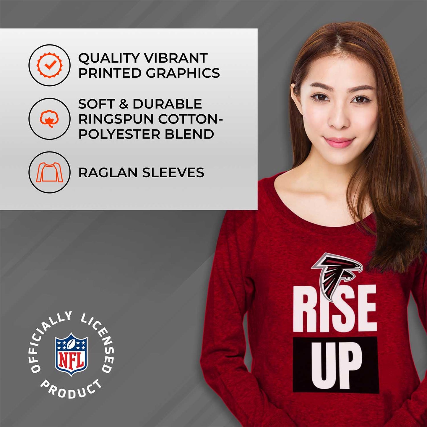 Atlanta Falcons NFL Womens Plus Size Team Slogan Crew Neck - Red