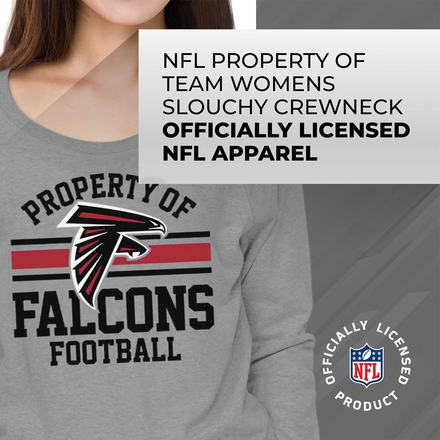 Atlanta Falcons NFL Womens Plus Size Property of Lightweight Crew Neck - Sport Gray