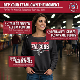 Atlanta Falcons NFL Womens Team Block French Terry Slouchy Top - Charcoal