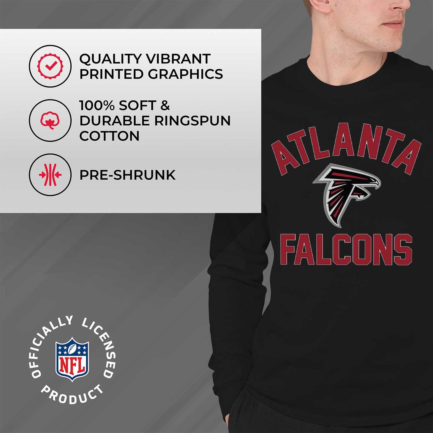 Atlanta Falcons NFL Gameday Adult Long Sleeve Shirt - Black