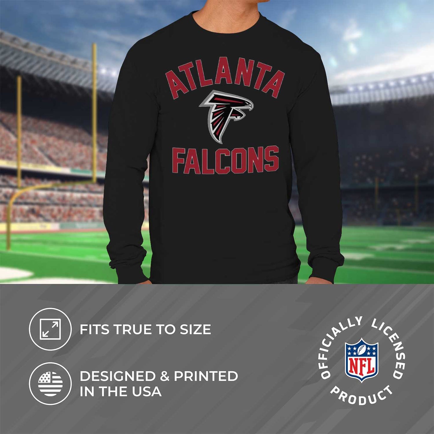 Atlanta Falcons NFL Gameday Adult Long Sleeve Shirt - Black