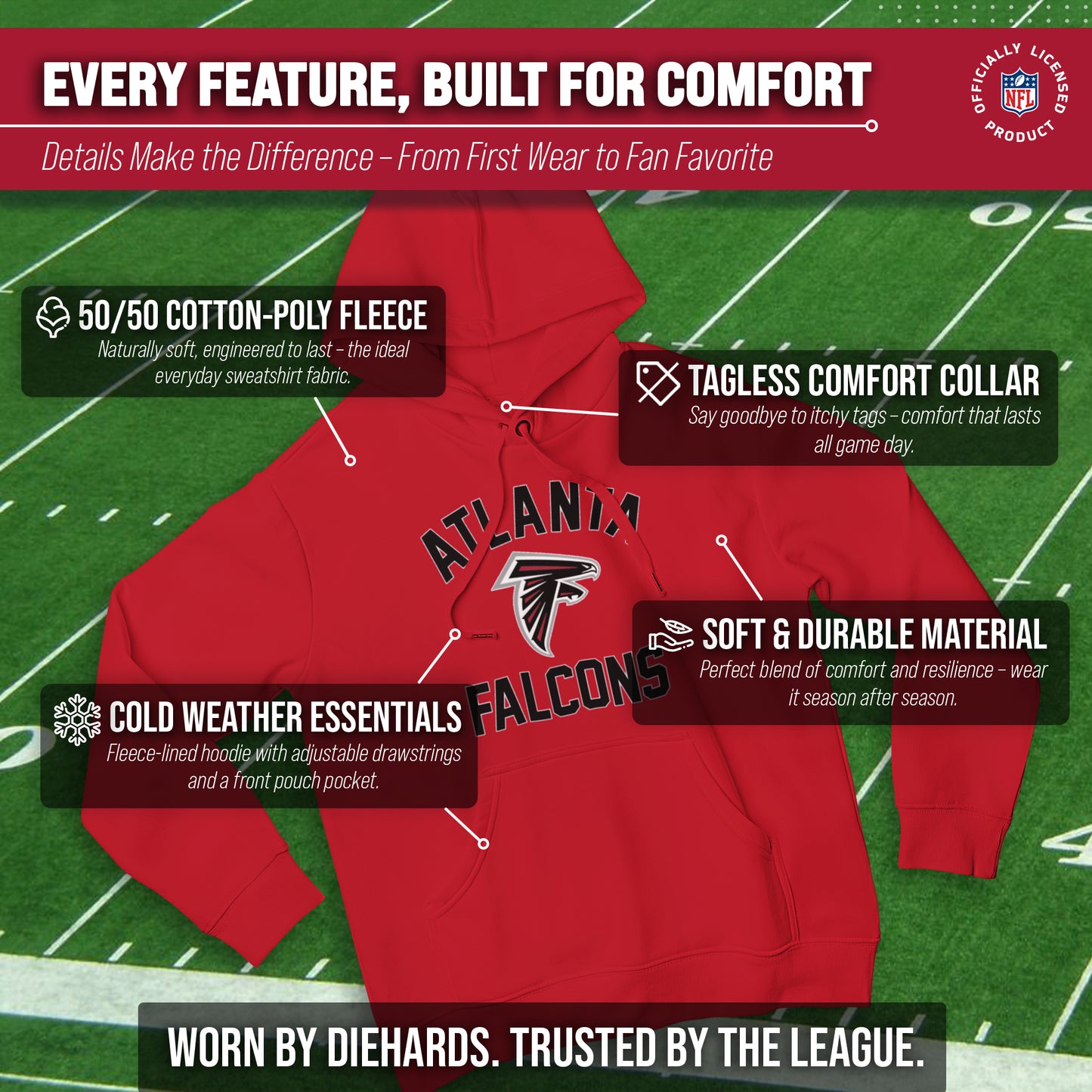 Atlanta Falcons Team Fan Apparel NFL  Gameday Hoodie - Red