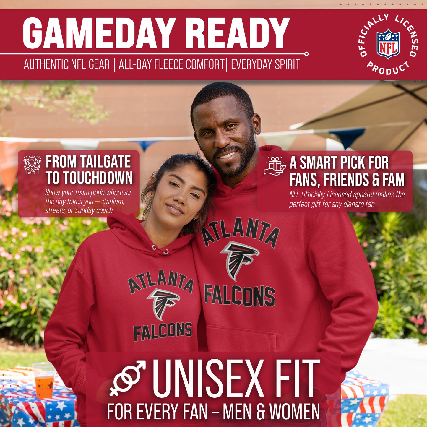 Atlanta Falcons Team Fan Apparel NFL  Gameday Hoodie - Red