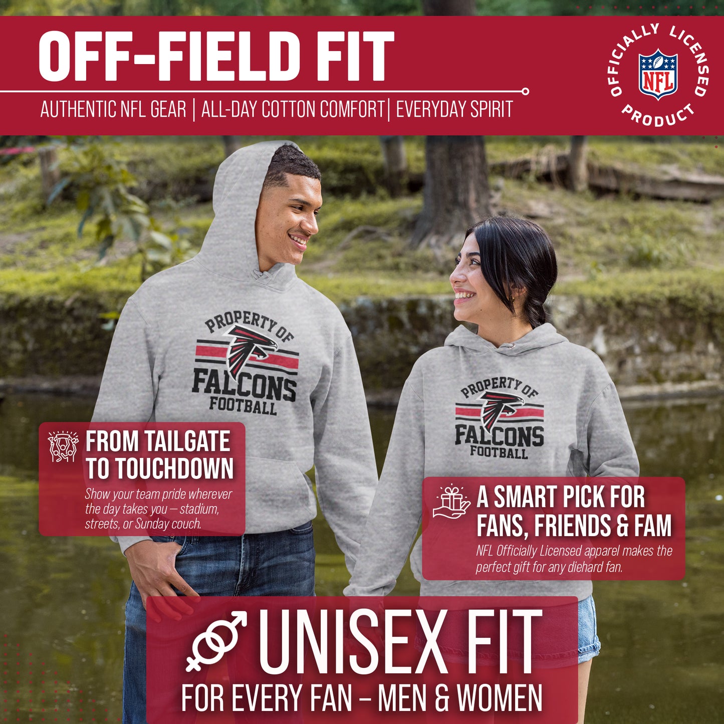 Atlanta Falcons NFL Adult Property Of Hooded Sweatshirt - Sport Gray