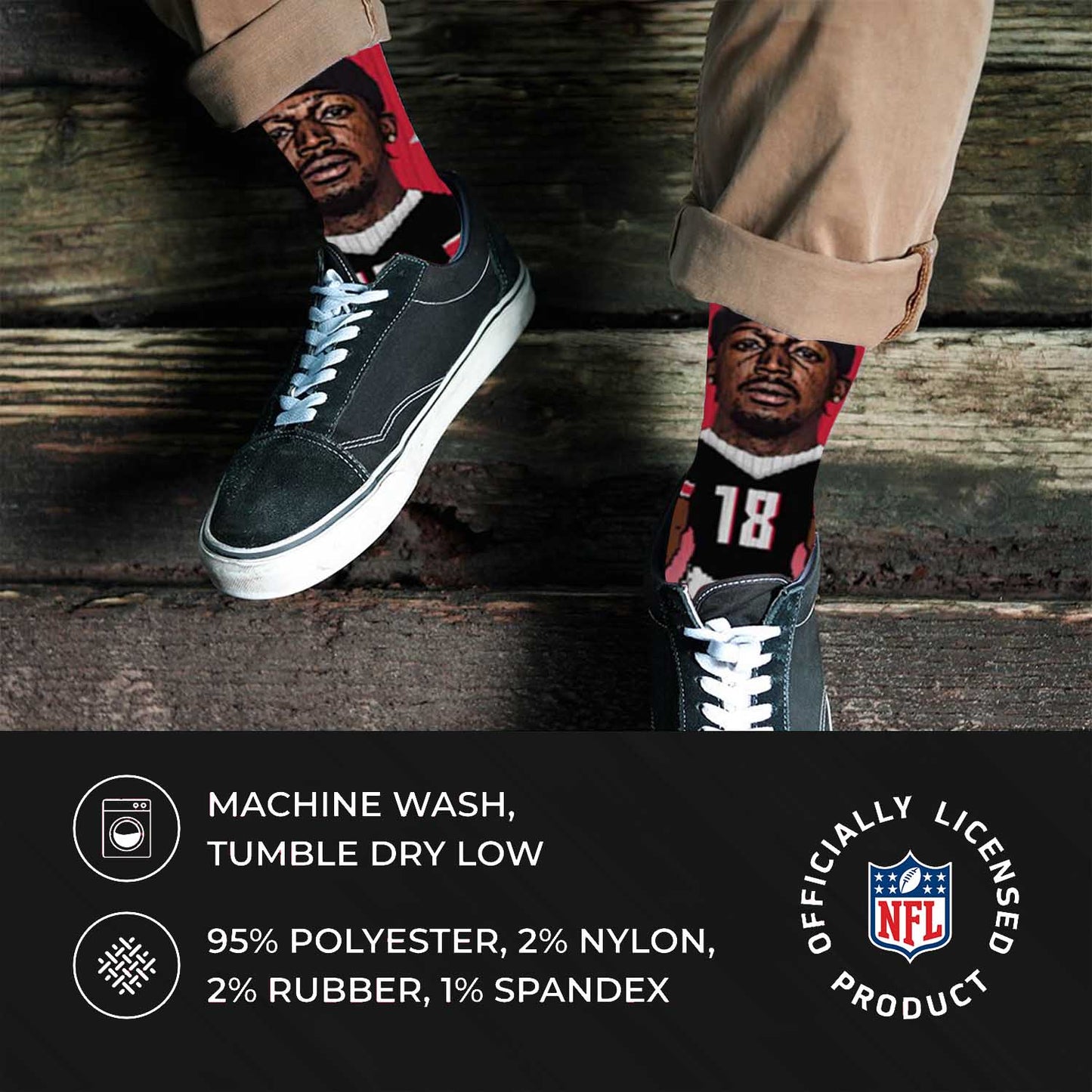 Atlanta Falcons FBF NFL Youth V Curve MVP Calvin Ridley Player Crew Socks - Red
